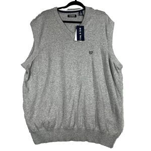 Chaps Big & Tall Mens 3XLT  V-Neck Sleeveless Gray Pullover Sweater Vest NWT
